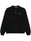 Polo Ralph Lauren Polo-collar Fleece Pullover In Black