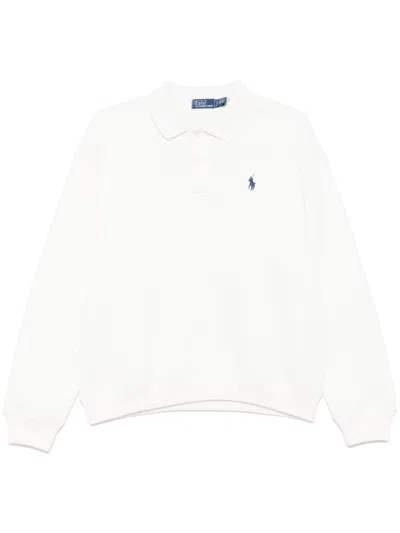 Polo Ralph Lauren Polo-collar Fleece Sweatshirt In White