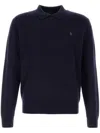 Polo Ralph Lauren Classic Polo Collar Long Sleeve Pullover In Blue