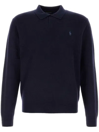 Polo Ralph Lauren Classic Polo Collar Long Sleeve Pullover In Blue