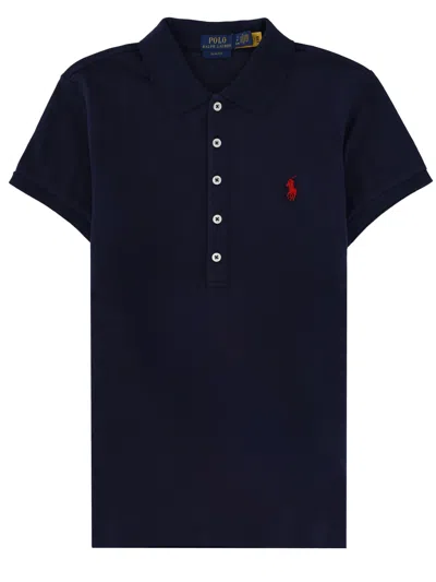 Polo Ralph Lauren Logo Embroidered Polo T-shirt In Blue
