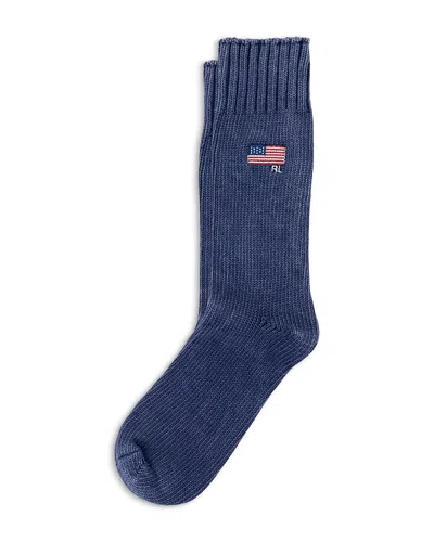 Polo Ralph Lauren Polo Country Store Indigo Flag Crew Socks In Blue