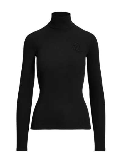 Polo Ralph Lauren Polo Crest Logo Rollneck Sweater In Black