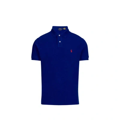 Polo Ralph Lauren Navy Blue Cotton Polo Shirt With Embroidered Logo In Black