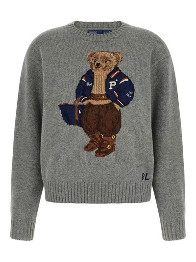 Polo Ralph Lauren Polo Bear Wool-cashmere Sweater In Gray Heather