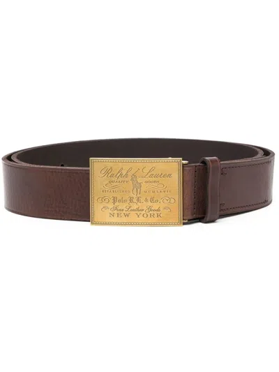 Polo Ralph Lauren Polo Heritage Leather Belt In Brown