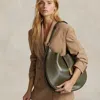 Polo Ralph Lauren Polo Id Calfskin Large Shoulder Bag In Black