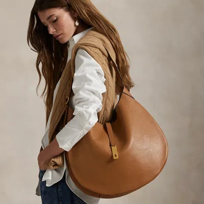 Polo Ralph Lauren Polo Id Calfskin Shoulder Bag In Tan