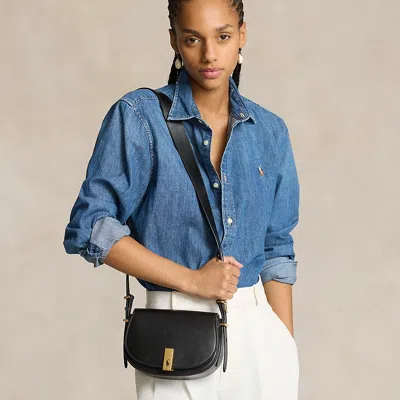 Polo Ralph Lauren Polo Id Calfskin Mini Saddle Bag In Brown