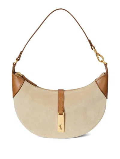 Polo Ralph Lauren Polo Id Crescent Suede Leather Shoulder Bag