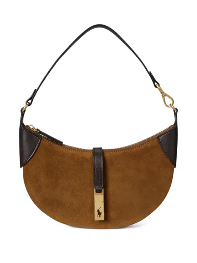 Polo Ralph Lauren Polo Id Crescent Suede Shoulder Bag