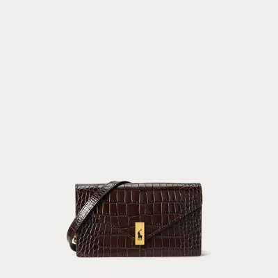 Polo Ralph Lauren Polo Id Croc-embossed Chain Wallet & Bag In Brown