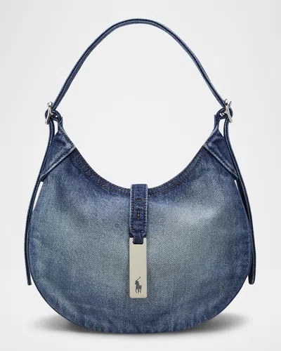 Polo Ralph Lauren Polo Id Denim Small Shoulder Bag In Dark Wash