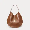 Polo Ralph Lauren Polo Id Large Calfskin Shoulder Bag In Cuoio
