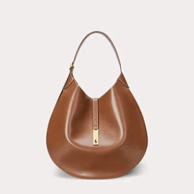 Polo Ralph Lauren Polo Id Large Calfskin Shoulder Bag In Cuoio