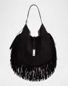 Polo Ralph Lauren Polo Id Large Fringe Suede Shoulder Bag In Black