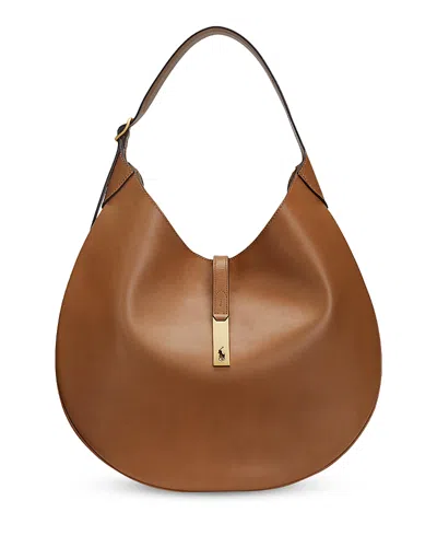 Polo Ralph Lauren Polo Id Large Hobo Shoulder Bag In Tan