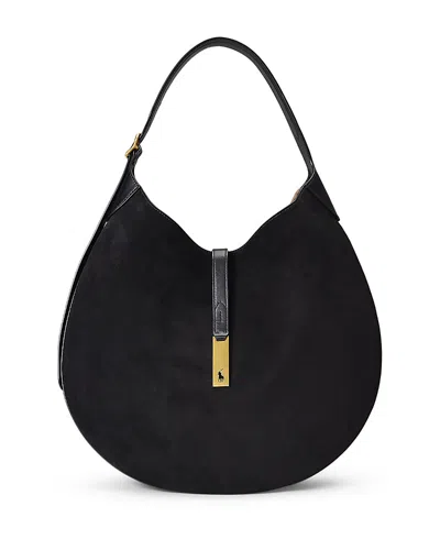POLO RALPH LAUREN POLO ID LARGE SUEDE SHOULDER BAG