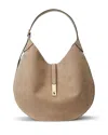Polo Ralph Lauren Polo Id Large Suede Shoulder Bag In Neutral