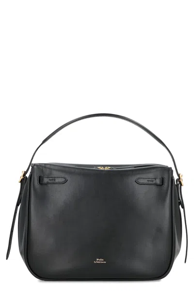 Polo Ralph Lauren Polo Id Leather Boston Bag In Black