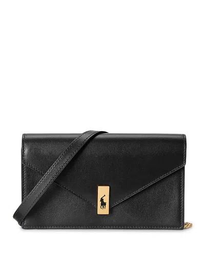 Polo Ralph Lauren Polo Id Leather Chain Wallet & Bag In Black