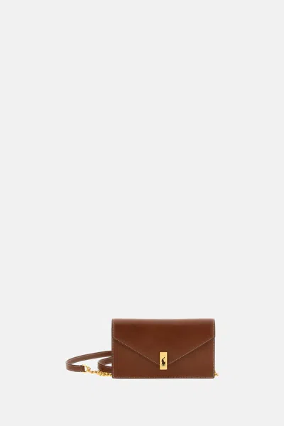 Polo Ralph Lauren Polo Id Leather Chain Wallet And Bag In Brown