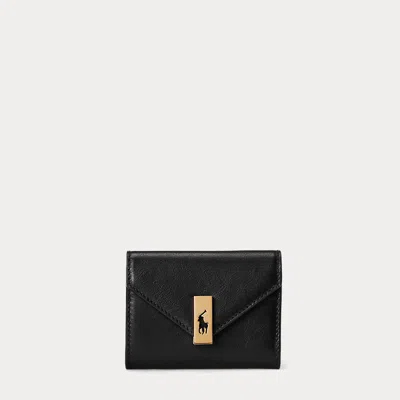 Polo Ralph Lauren Polo Id Leather Fold-over Card Case In Black