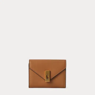 Polo Ralph Lauren Polo Id Leather Fold-over Card Case In Brown