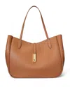 Polo Ralph Lauren Polo Id Leather Large Tote In Brown