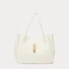 Polo Ralph Lauren Polo Id Leather Large Tote In Ivory