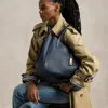 Polo Ralph Lauren Polo Id Leather Large Tote In Marine Navy