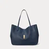 Polo Ralph Lauren Polo Id Leather Medium Tote In Blue