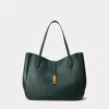 Polo Ralph Lauren Polo Id Leather Medium Tote In Black