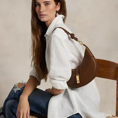 Polo Ralph Lauren Polo Id Leather Mini Shoulder Bag In Luggage