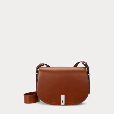 Polo Ralph Lauren Polo Id Leather Saddle Bag In Brown