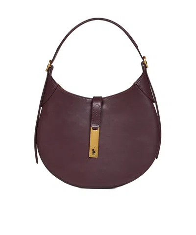 Polo Ralph Lauren Polo Id Leather Shoulder Bag In Burgundy