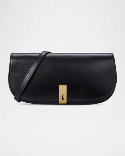 Polo Ralph Lauren Medium Polo Id Leather Clutch Bag In Black