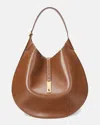 Polo Ralph Lauren Polo Id Medium Leather Shoulder Bag In Cuoio
