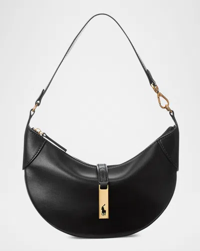 Polo Ralph Lauren Polo Id Mini Calfskin Shoulder Bag In Black