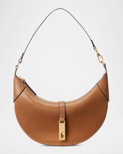 Polo Ralph Lauren Polo Id Mini Calfskin Shoulder Bag In Tan