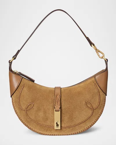 Polo Ralph Lauren Polo Id Mini Whipstitch Suede Shoulder Bag
