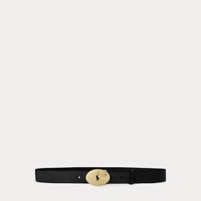 Polo Ralph Lauren Polo Id Oval-buckle Vachetta Belt In Gold