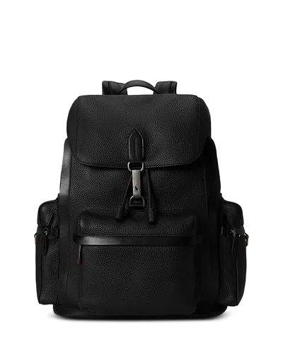 Polo Ralph Lauren Polo Id Pebble Leather Backpack In Black