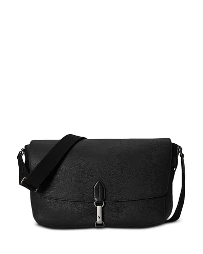 Polo Ralph Lauren Polo Id Pebble Leather Messenger Bag In Black
