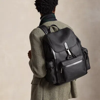 Polo Ralph Lauren Polo Id Pebbled Leather Backpack In Black