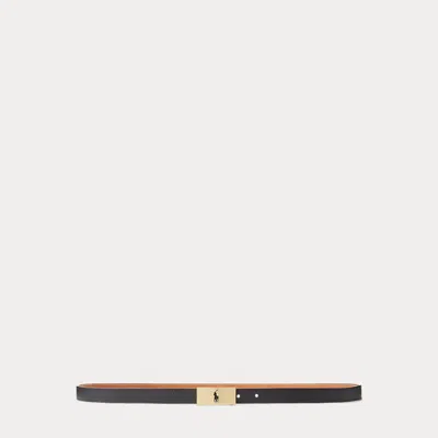 Polo Ralph Lauren Polo Id Reversible Vachetta Leather Belt In Black