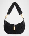 Polo Ralph Lauren Shearling Vachetta Id Mini Shoulder Bag Black In Black