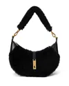 Polo Ralph Lauren Shearling Vachetta Id Mini Shoulder Bag Black In Black