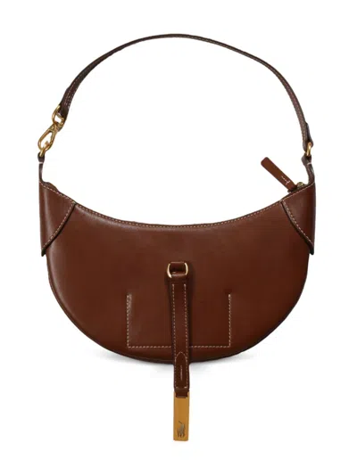Polo Ralph Lauren Polo Id Suede Mini Shoulder Bag Woman Handbag Tan Size - Cow Leather In Brown