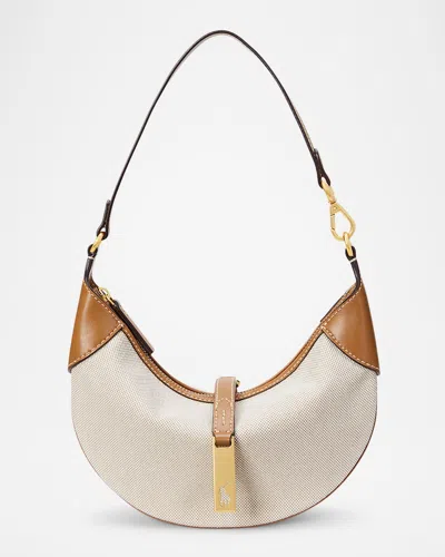 Polo Ralph Lauren Polo Id Small Heritage Canvas Shoulder Bag In Natural/tan